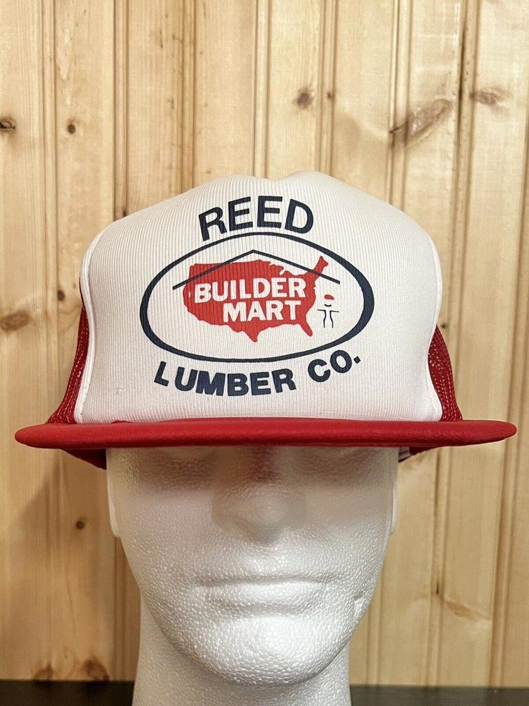 Vintage Trucker Hat 1980s Reed Lumber Company  Builder Mart Snapback Trucker Hat - Picture 12 of 12